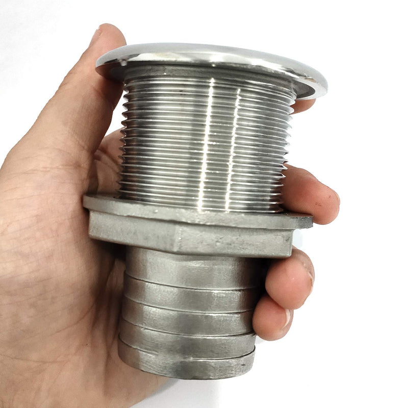 316 Stainless Steel Durable Combo Stainless Steel Thru-Hull Fitting w/Nut with Custom Gasket Boat Plumbing Fittings for Boats, Yachts, Marine 1-1/4" IN I.D.