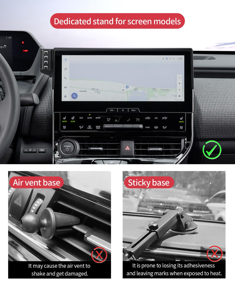 Wireless Charging car Phone Holder for Toyota BZ4X 2023-2025/Subaru Solterra 2023-2025 Accessories 8/12.3 inch Screen Fixed Clip,360° Rotation car Phone Mount Compatible with MagSafe