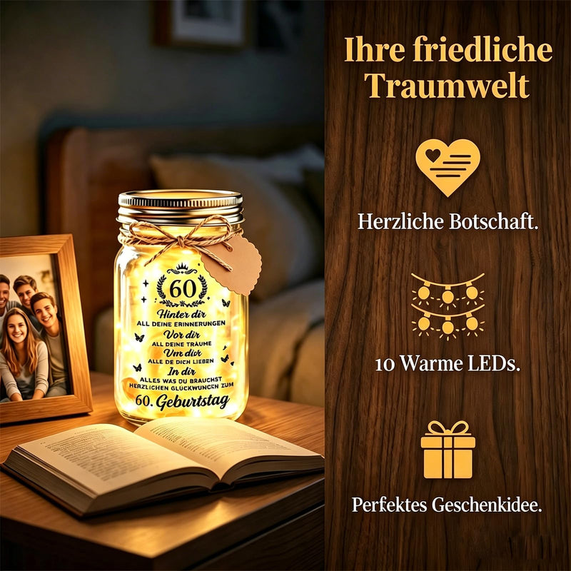 Johiux 60th Birthday Woman Man LED Bottle Light 60th Birthday Gift with Positive Potato Bee, Pocket Hug Positive Lucky Charm Bee Birthday Card Funny Money Gifts 60 Years Old