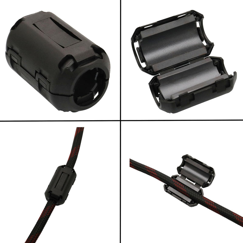 Ferrite Clip-on Ferrite Ring Core RFI EMI Noise Reducer Cable Clip for 3.5 mm 5 mm 7 mm 9 mm 13 mm Inner Diameter TVs, Radio, Audio Equipment Noise Reducer Video Cable Power Cable Pack of 70