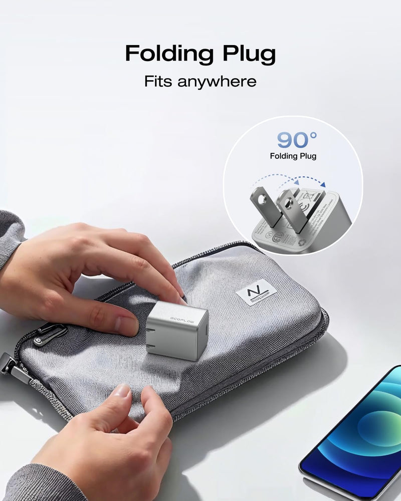 EF ECOFLOW RAPID 20W GaN USB C Charger with Cable,Fast Type C Charging Block Plug for Rapid Compatible with iPhone 15/15 Pro/14/14 Pro Max/13, Galaxy, iPad