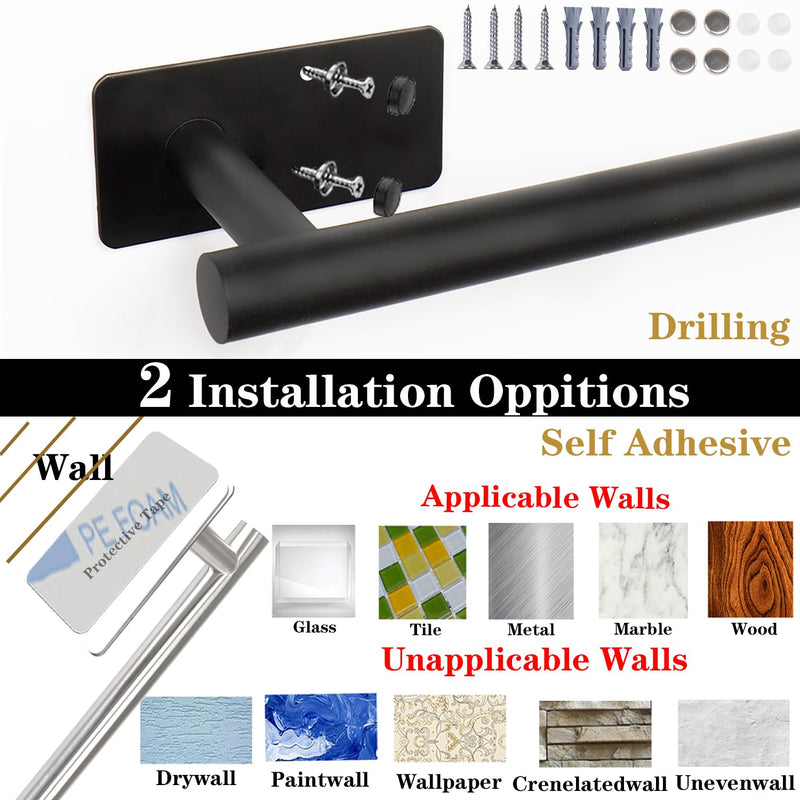 5 Pcs Self Adhesive Bathroom Hardware Set, Stainless Steel Towel Rack Set Include Adjustable 24In Bath Towel Bar+Toilet Paper Holder+3 Towel/Robe Hooks Bathroom Accessory Kit(Brushed Nickel) Brushed Nickel 24 In-5 Pcs