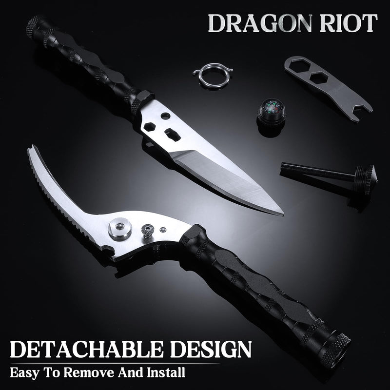 DRAGON RIOT Heavy Duty Kitchen Scissors - Sharp Scissors for Cutting Chicken, Poultry, Turkey, Meat - Stainless Food Kitchen Shears for Professionals (Black) Black