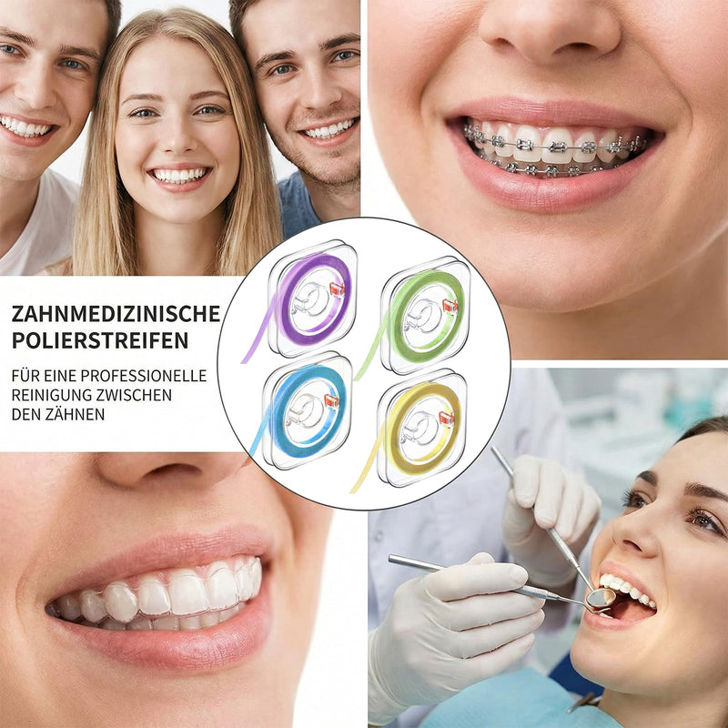 4 Bands Tooth Sandpaper Interdental Spaces, 20/30/50μm Tooth Polishing Strips, Safe and Durable for Cleaning Between Teeth