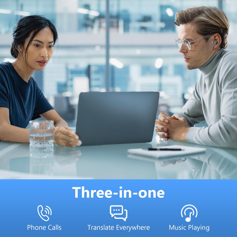 Translation Earbuds Real Time,3 in 1 Language Translator Earbuds in Real Time 144 Languages & Accents, Translation Headphones Wireless Bluetooth for iPhone and Android Ear Bud Translator(Black)