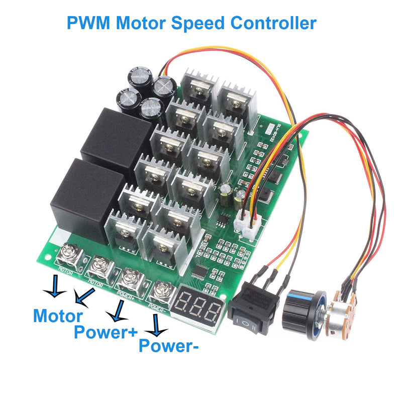RUIZHI PWM Motor Speed Controller 60A DC 10V-55V 12V 24V 36V 48V Digital Display 100A Maximum Brush DC Motor Controller - Third Gear Forward Reverse Stop