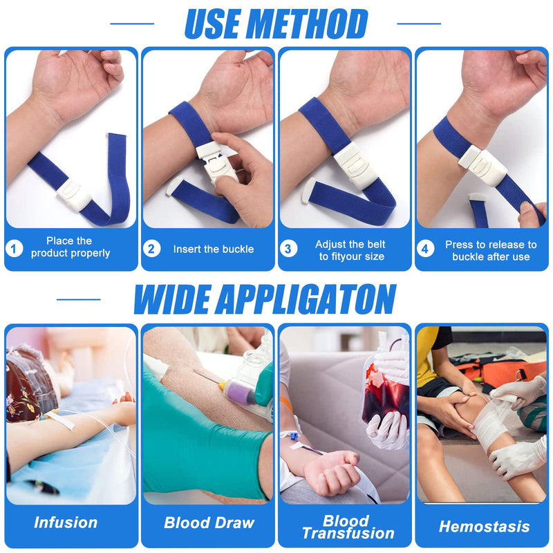 GZhaizhuan Pack of 9 tourniquets, highly flexible tourniquet, tourniquet blood collection with buckle for doctors, paramedics and camping outdoor first aid (9 colors)