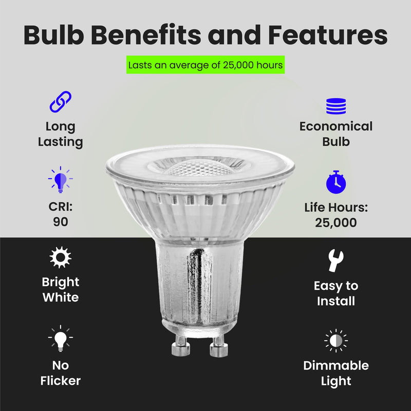 Feit Electric MR16 GU10 LED Bulbs, 50W Equivalent, Dimmable, 3000k Bright White, Spotlight Track Lighting Bulbs, Enhance Mini Split Reflector, BPMR16IFGU500930CA/6, 6 Count (Pack of 1) 6 Count (Pack of 1) 3000k (Warm White)
