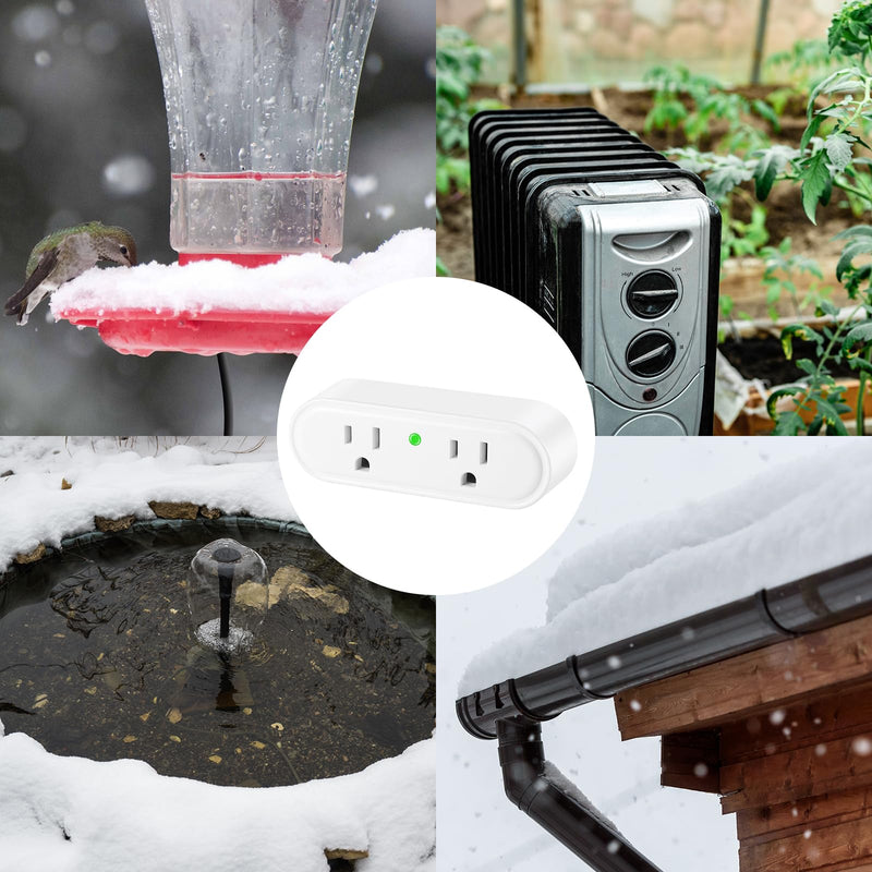 Thermostatically Controlled Outlet 3 Pack – Automatically Turns On at 32°F and Off at 50°F, Safe & Energy-Saving Thermo Cube for Chicken Water Heater, Pet Bowl, Bird Bath, and Roof Deicer White 3Pcs