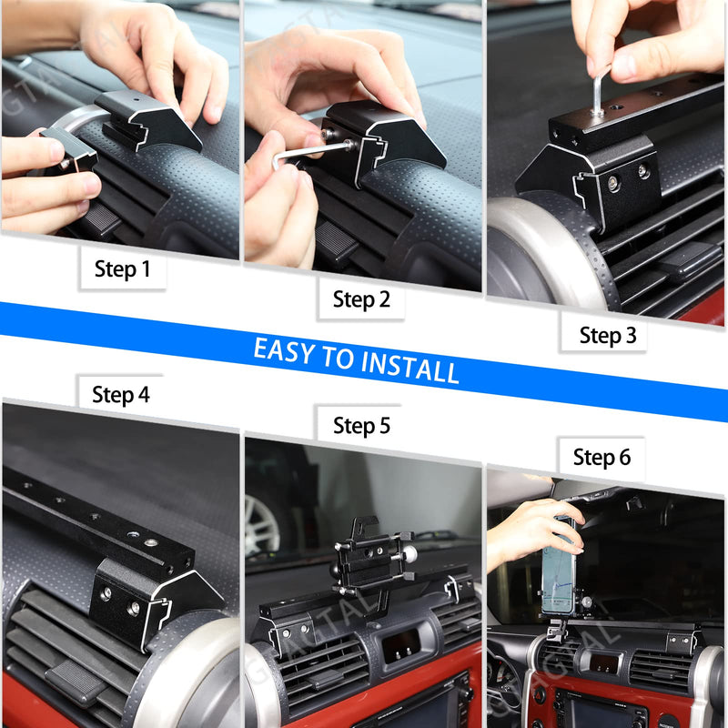 Car Phone Holder Fit for Toyot@ FJ Cruiser 2007-2021, Multifunctional Dash Panel Track Cell Phone Mount for Car Dashboard Air Vent, Handsfree Dash Phone Stand (G Style)