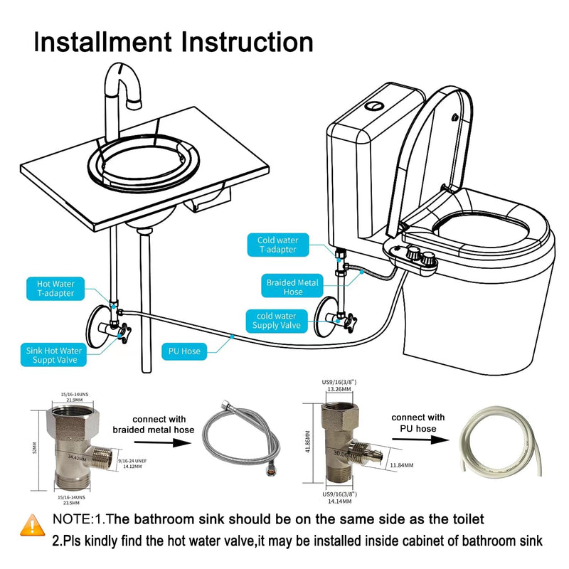 GLIGAM Bidet Attachment for Toilet Warm Water, Ultra-Slim Bidet Hot and Cold,Non-Electric Bidet Attachment for Frontal/Rear Wash, with Retractable Nozzle, Pressure & Angle Controls,Easy to install Champagne