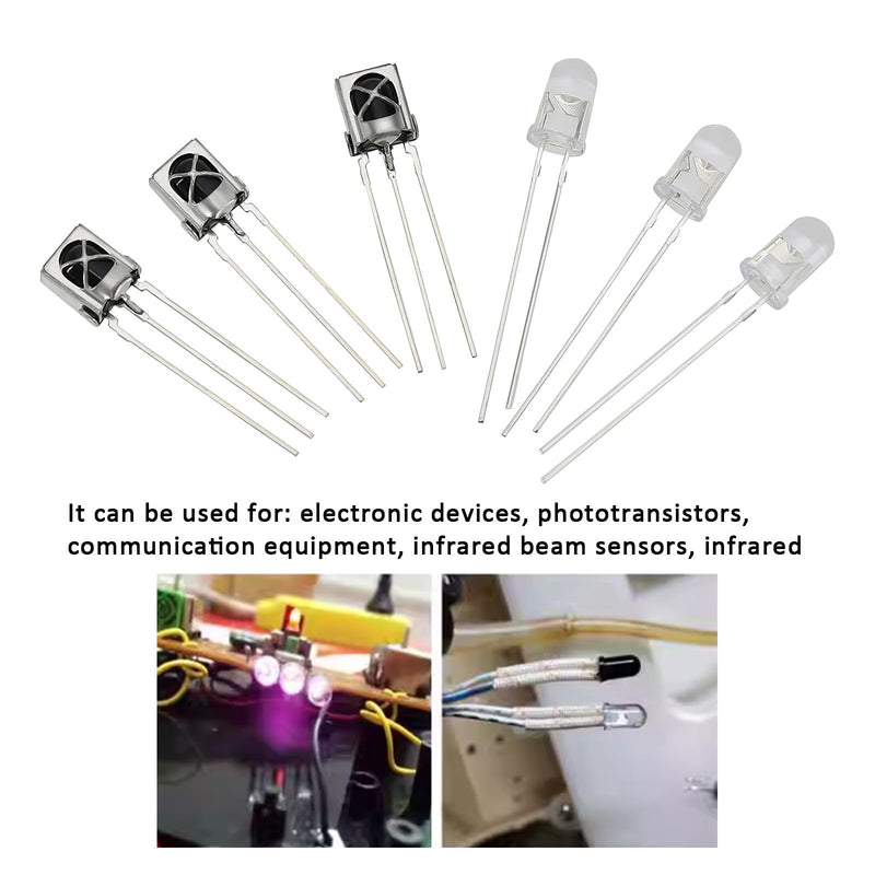 EMSea 20 Pairs Transmitter Receiver Kit 5mm Infrared Emitter VS1838B Infrared Receiver for Electronic Devices Phototransistor Communication Equipment