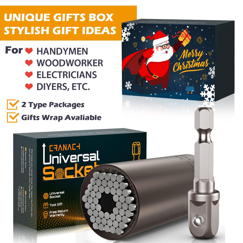 Stocking Stuffers Super Universal Socket - Tools Gifts for Men Women Grip Socket with Power Drill Adapter Unscrew Any bolt Cool Gadgets for Men Car Guy Gift Ideas for Adults Dad Stuff Christmas Gifts Black, 1 Pack