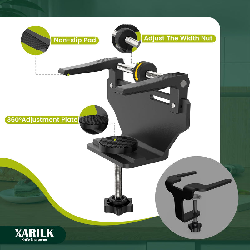 Aluminum Knife Sharpener Securing Clip, Adjustable Width 1.8-4.5", Compatible with XARILK Sharpening Systems GEN2/GEN3