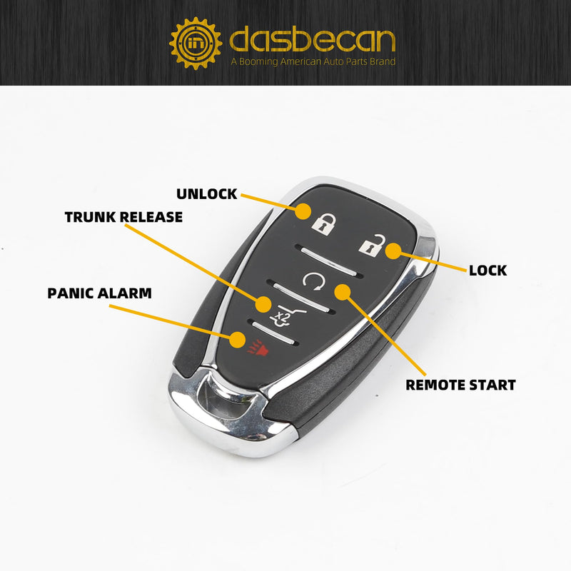 Dasbecan Key Fob Replacement Compatible with Chevy Traverse 2018 2019 2020 Blazer 2019 2020 Smart Proximity Keyless Entry Remote Control Replaces HYQ4EA 13529636 13519188 433Mhz 5 Buttons