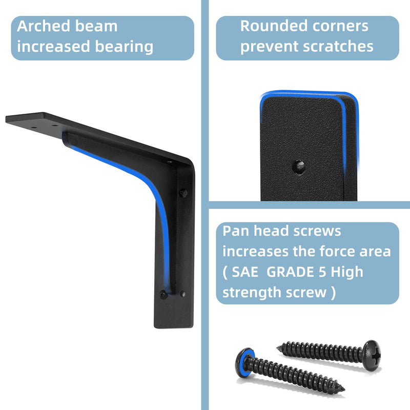 8" x 4.7 "Shelf Bracket ,L Shelf Brackets,max Load 300lbs, Premium Alloy Metal Heavy Duty Shelf Bracket, high Strength Mounting Hardware Included, countertop Support, Pack of 4. (8 INCH x 4.7INCH) 8 INCH x 4.7 INCH (L Beam)