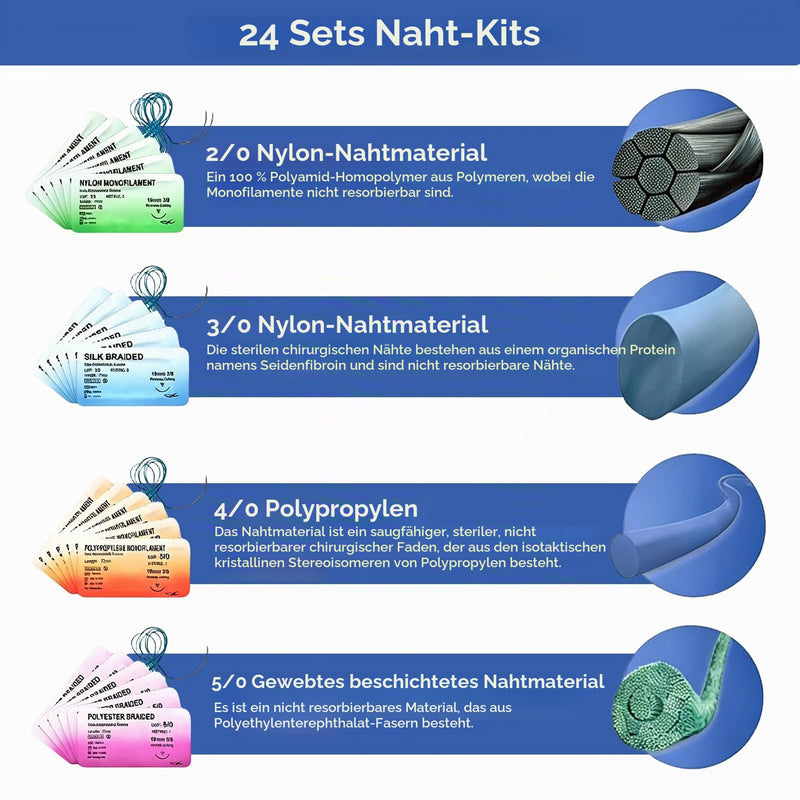27 Surgical Suture Set Set: 24 x Suture Material + 3 x Silicone Sewing Pads, Suture Practice Kit, Silicone Sewing Cushion with Tool Set, Wound Suture Exercise Set, Surgical Suture Set with Realistic