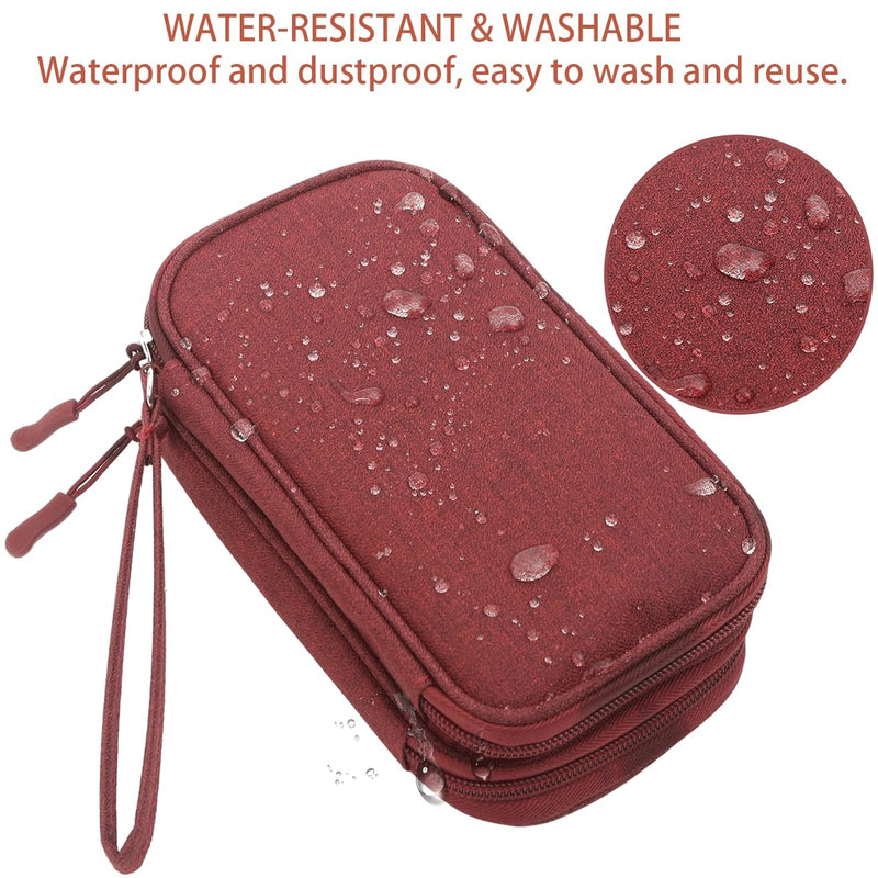 Electronic Cord Organizer Travel Case, Travel Cable Organizer Bag, Waterproof Electronic Accessories Carry Pouch for Cable, Cord, USB, Charger, Phone, Power Bank, Earphone (Wine Red, Medium) Wine Red