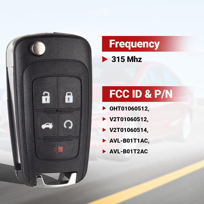 Key Fob Replacement Compatible with Chevy Cruze/Camaro/Equinox/Impala/Malibu/Sonic/GMC Terrain丨Buick Lacrosse/Regal/Verano/Encore/Allure OHT01060512 Keyless Entry Remote