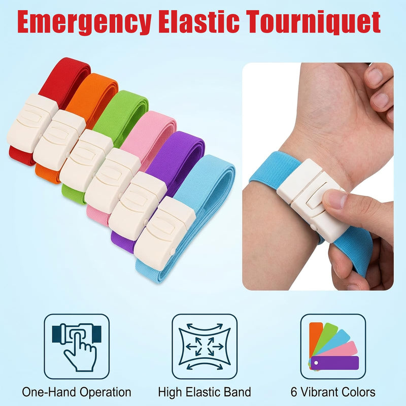 Tourniquet Set of 6 Blood Removal Tubes 40 x 2.5 cm | Vein congestion for medical first aid and outdoor activities, nylon material