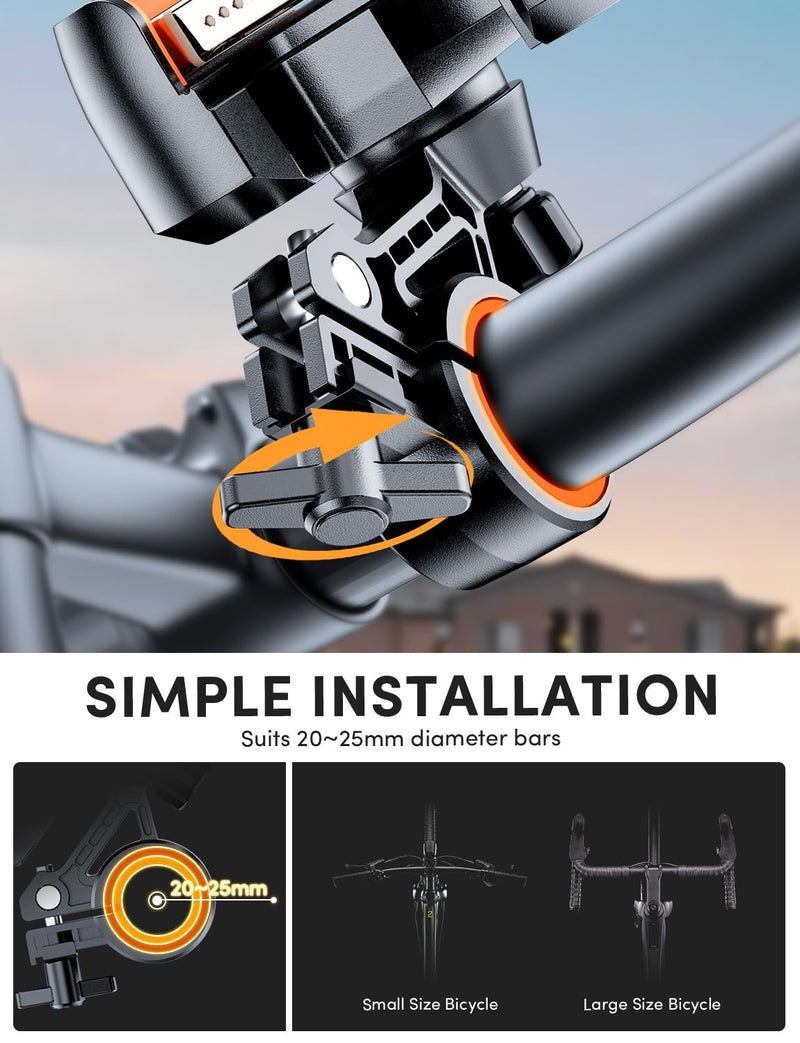 Phone Holder for Bike Handlebar, Motorcycle Mounts for Smartphone [Camera Friendly] Electric Bicycle Scooter Phone Clip Rotatable ebike Stand Clamp Compatible with iPhone Samsung Galaxy
