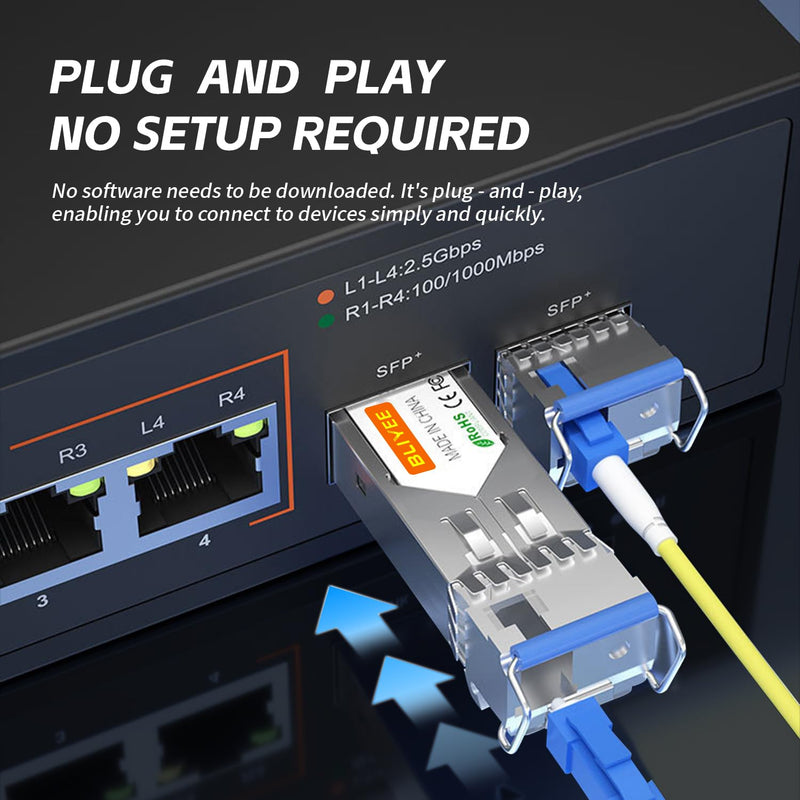 1 Pair 1.25G Single Mode SFP LC Module | 1000Base BiDi Fiber Transceiver | LC Simplex Connector | 20KM | SMF | 1310/1550nm | DDM for Cisco GLC-LH-SMD, Ubiquiti, Netgear, D-Link, Supermicro