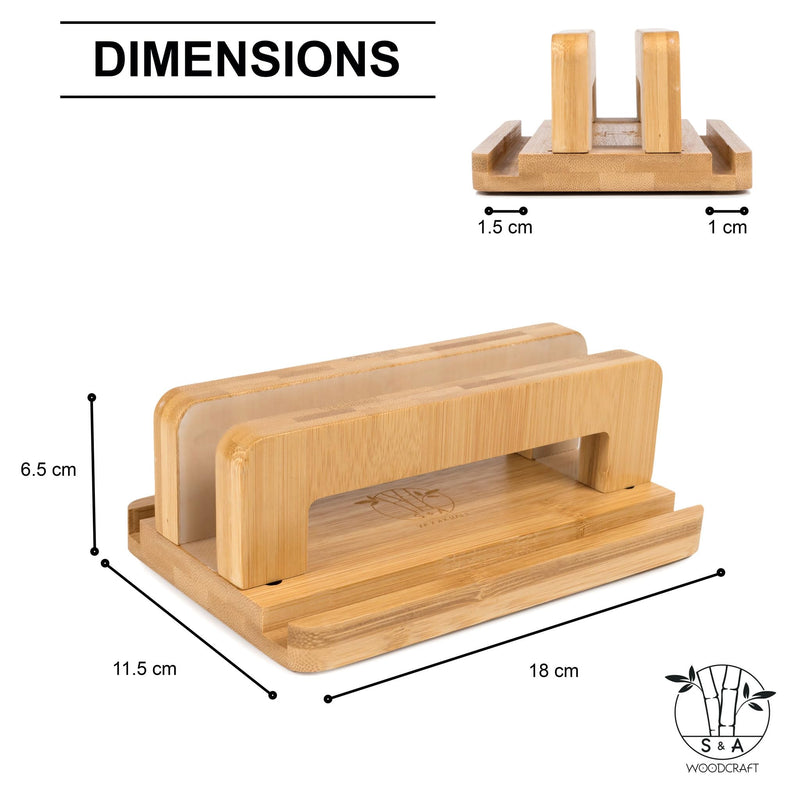 S&A WOODCRAFT 3 Slots Bamboo Wood Vertical Laptop Stand, Adjustable Wooden Laptop Holder, Non-Slip Laptop Dock Compatible with Apple MacBook, Microsoft Surface, Gaming Laptops, IPad, Tablets Natural Bamboo