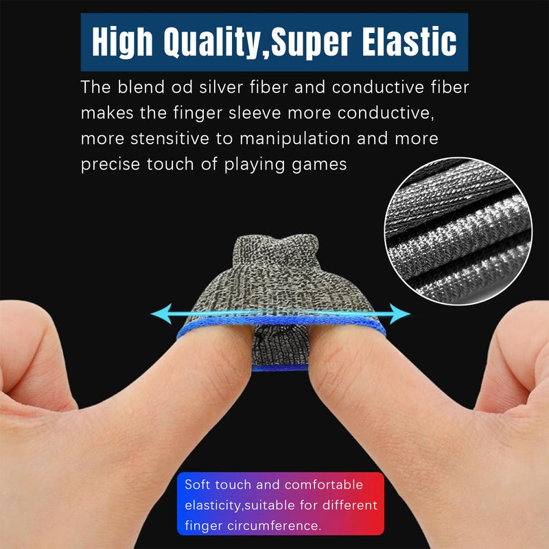 6 Pack Finger Sleeves for Gaming,Finger Sleeves Compatible with All Touchscreen Devices Smooth Feel Anti-Sweat Extremely Thin Blue Edge