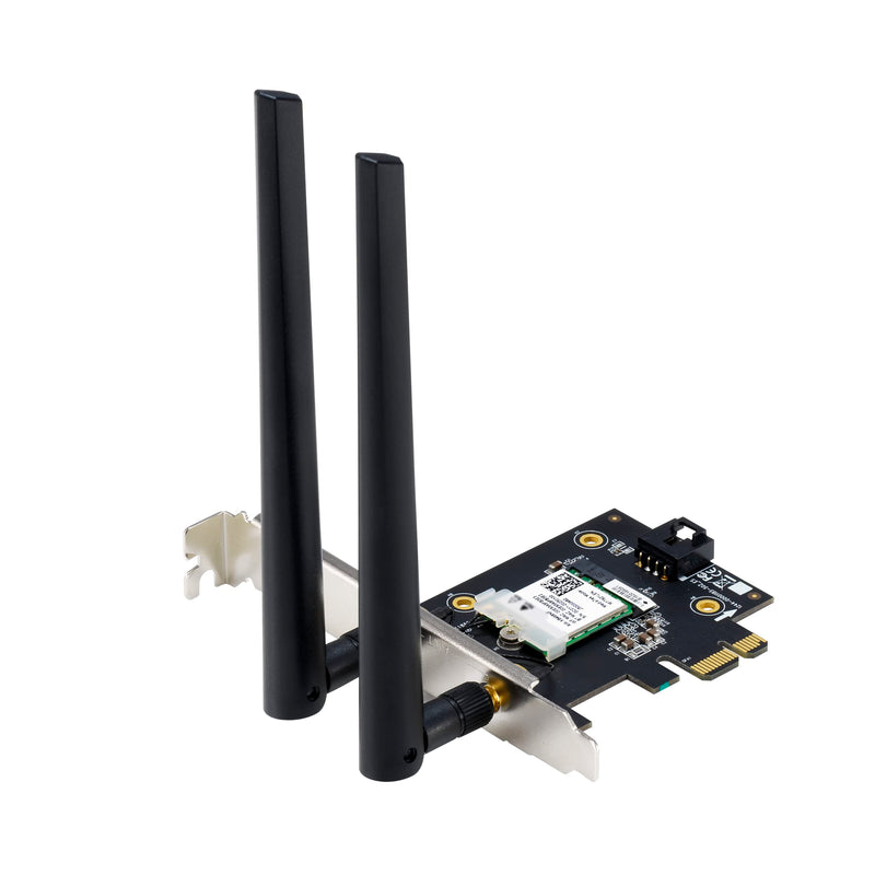 ASUS AX1800 PCIe WiFi Adapter (PCE-AX1800) - WiFi 6, Bluetooth 5.2, Ultra-Low Latency Wireless, 2 External Antenna, Supporting Total Data Rate up to 1800Mbps, WPA3 Network Security, OFDMA and MU-MIMO WiFi 6 AX1800 | BT5.2