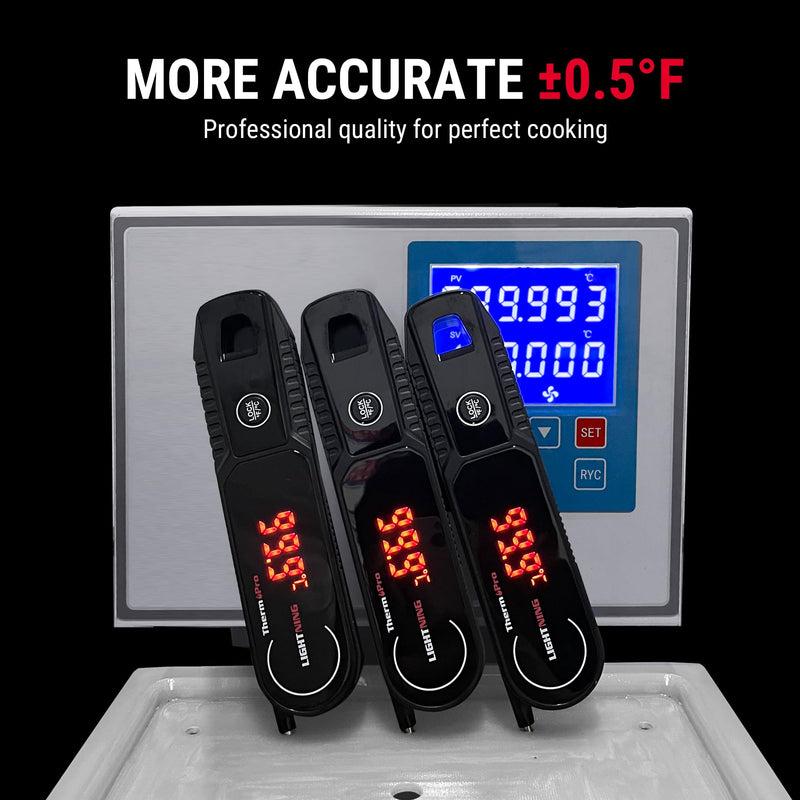 ThermoPro Lightning 1-Second Instant Read Meat Thermometer, Kitchen Food Thermometer with Auto Wake/Sleep/180° Rotating Display, Waterproof Cooking Thermometer for Oil Deep Fry Smoker BBQ Grill Black
