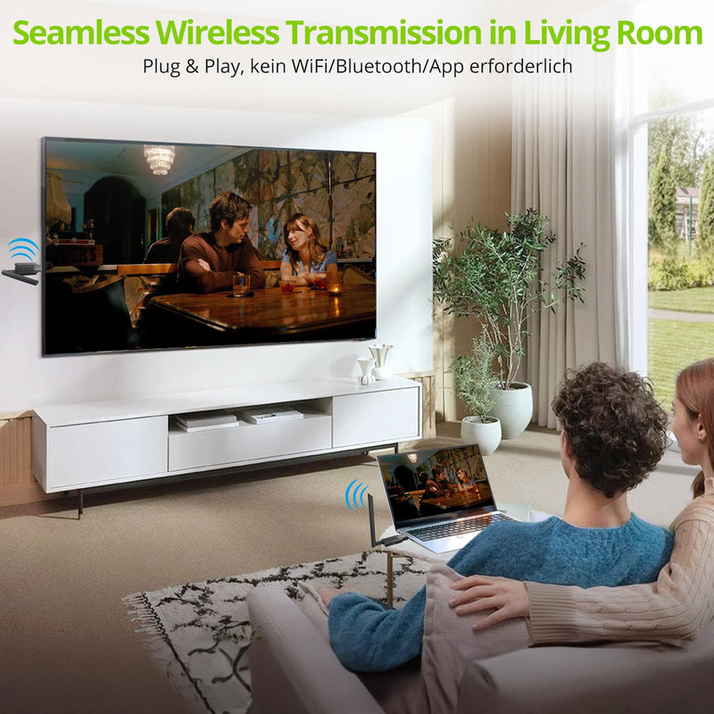 LiNKFOR 5.8G Wireless HDMI Transmitter and Receiver,1080P/60Hz Wireless HDMI Extender Kit, Plug and Play, 50M/164Ft, for Streaming Video to Display/Projector/HDTV from Laptop, PC, TV Box