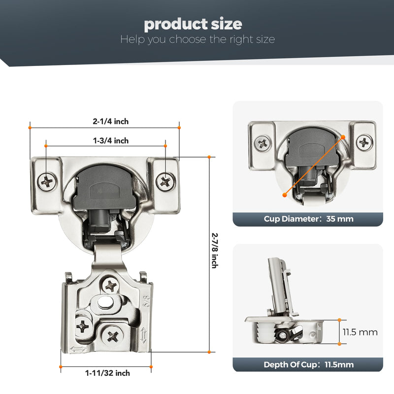 10 Pack (5 Pairs) 5/8" Overlay Soft Close Cabinet Hinges, Satin Nickel Stainless Steel Concealed Hinges with 3D Self-Closing for Face Frame Doors & Kitchens 5/8 inch overlay 10