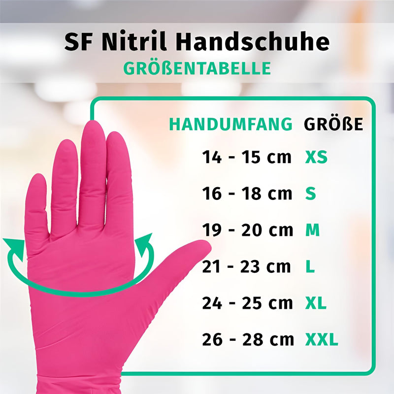 SF Nitrile Gloves M Magenta - Pack of 100 Disposable Gloves, Latex-Free | Powder-free disposable gloves for tattoos, workshops, kitchens, cleaning and household use; versatile for commercial and everyday use
