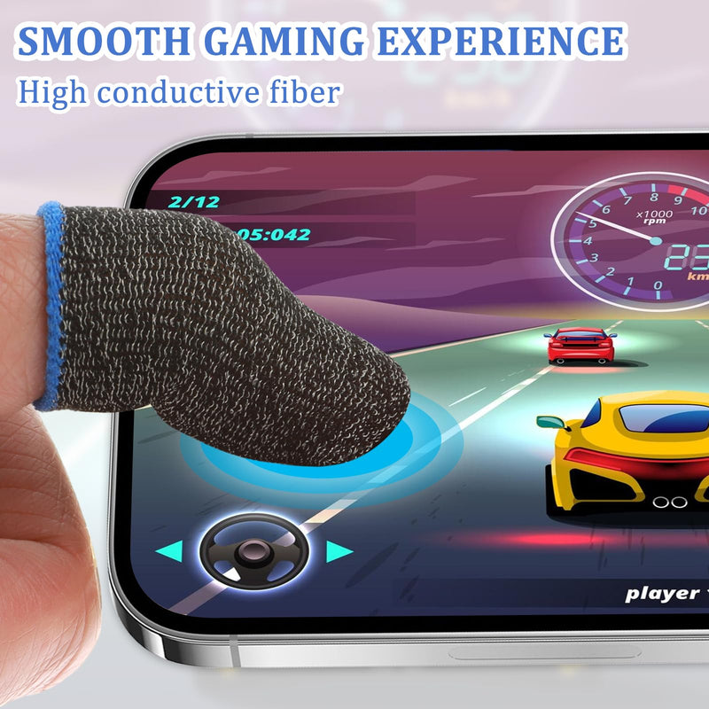 30PCS Finger Sleeves, Sweatproof Anti-Slip Gaming Finger Cover Breathable Thumb Gloves for Mobile Gaming Grip Pain-Relief Mobile Phone Gaming Finger, Compatible with All Touchscreen Devices