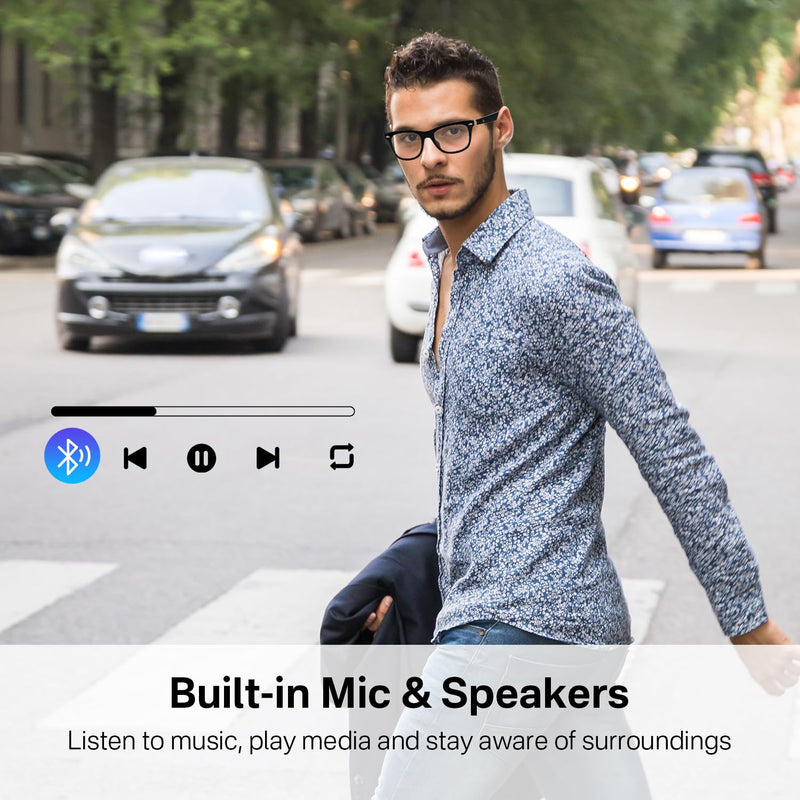 Smart Glasses for Men and Women, Blue Light Filtering Lenses, Audio Glasses with Mic & Speakers, Touch & Voice Assistant Compatible - Up to 6 Hrs Battery, Bluetooth Glasses for Office, Driving