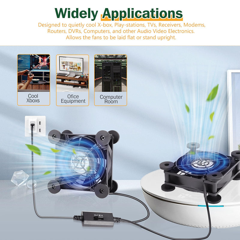 Dual 80mm 5v Powered USB Computer Fan for Receiver DVR Playstation Xbox Computer Cabinet Cooling