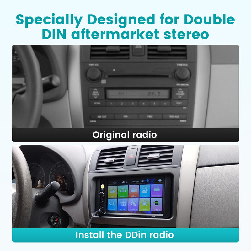 Double DIN Radio Dash Kits for Toyota Corolla 2009-2013, Double Din Radio Mount Housing Bracket Installation Trim Bezel Kit Installation Aftermarket Stereo