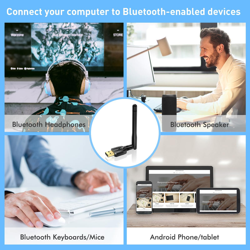 EDUP USB Bluetooth Adapter Bluetooth 5.4 Dongle for PC, Plug and Play, Free Driver, Long Range 328ft/100M, Only Compatible with Windows 11/10/ 8.1 for Desktop PC Laptop