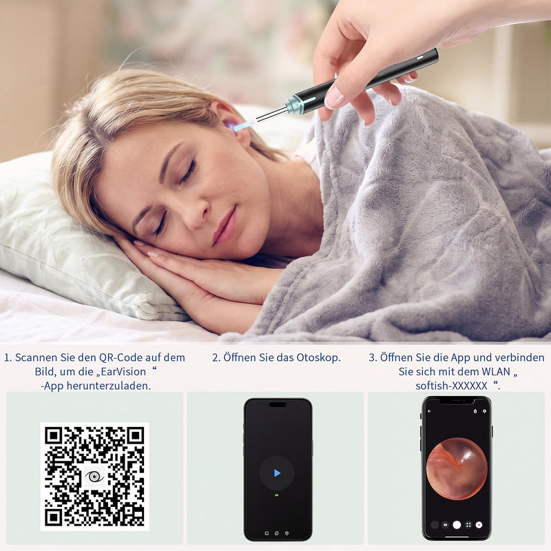 Ear Wax Remover, IP67 Otoscope, Ear Cleaner with Camera | 3.5 mm otoscope, IP67 waterproof, 8 replacement attachments, compatible with Android smartphones, iPhones and iPads