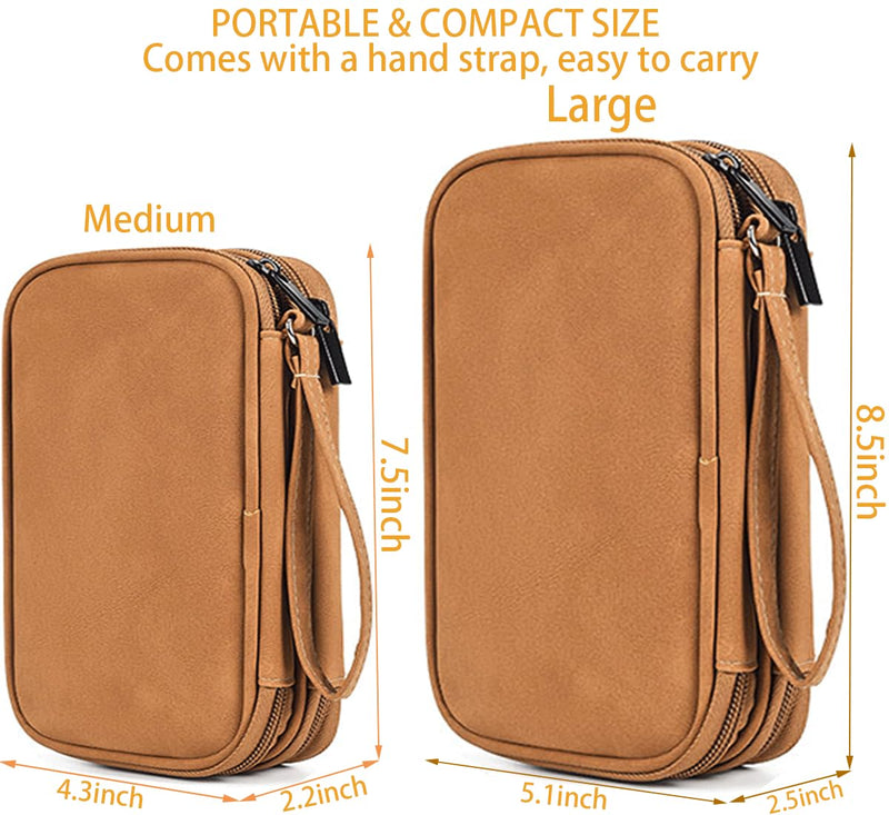 Travel Cable Organizer Pouch Electronic Accessories Carry Case Water Resistant Accessories Organizer Pouch Bag for Cable, Cord, Charger, USB, Phone, Power Bank, Earphone (Brown, Medium) Brown