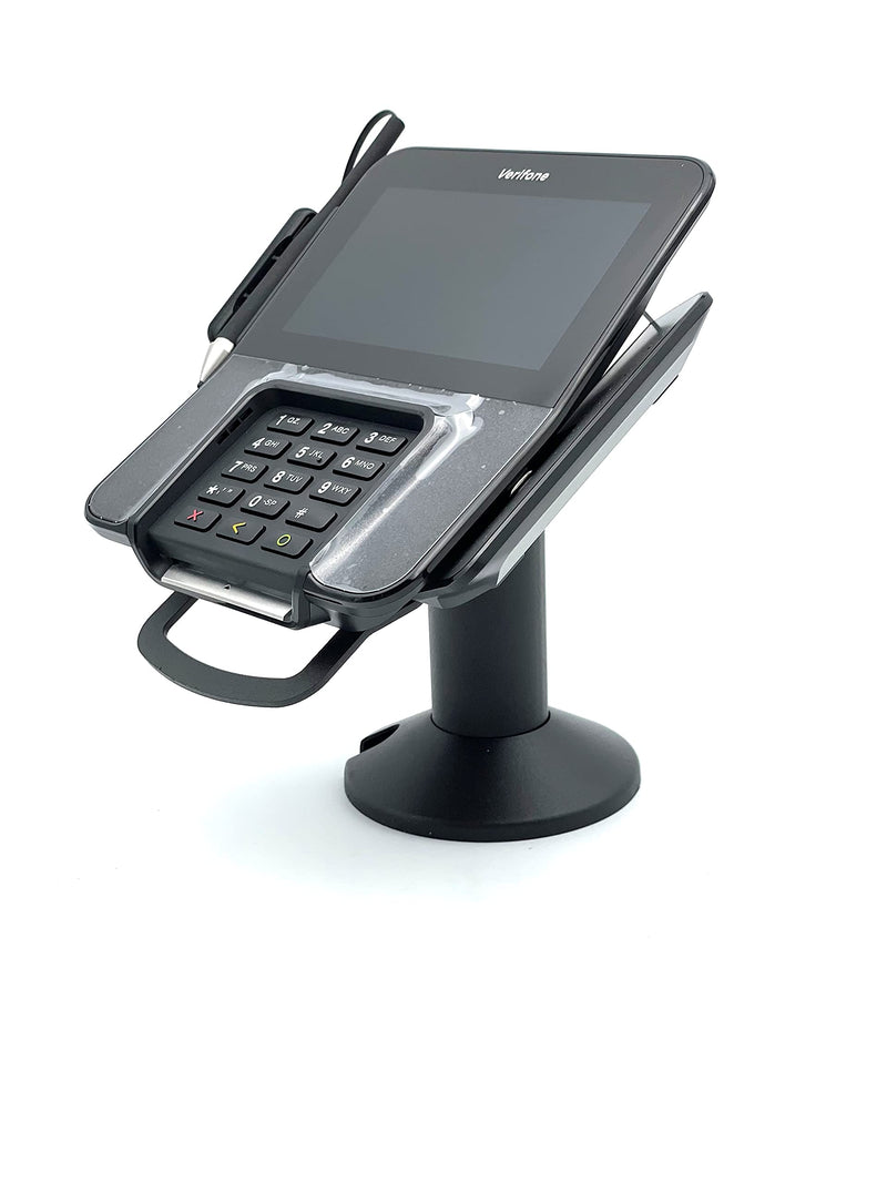 Verifone M400/M440 Swivel and Tilt Low Profile 4" Terminal Stand, Screw-in and Adhesive, Black