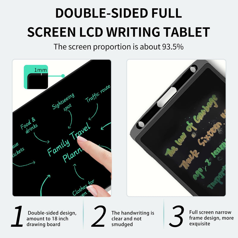 LCD Writing Tablet for Adult: Doulbe-Sided 9.5&8in Full Screen Drawing Tablet Reusable Erasable Digital Notepad for Kids and Adults Gift for Birthday Doulbe-Sided 9.5/8 inch