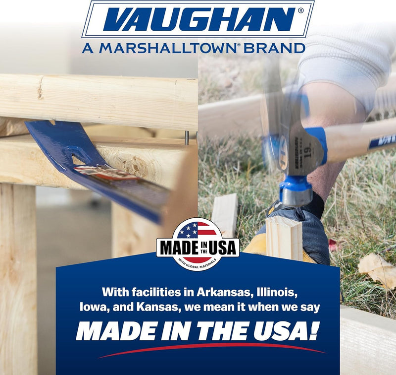 VAUGHAN CF2-HCP California Framer Hammer, 19 oz Smooth Head, Nail Starter, Assembled in USA, VN11610 Curved