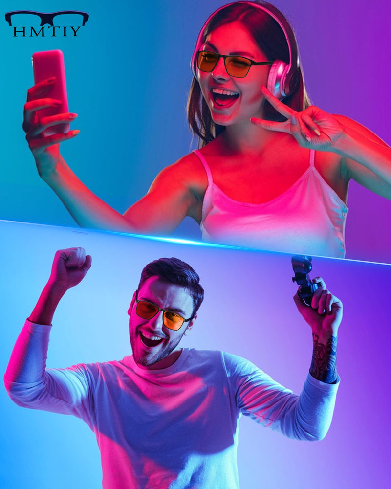 Blue Light Blocking Glasses Gaming- Filtering Computer Gaming Screen/TV/Phone UV Blue Ray Black Dark-orange