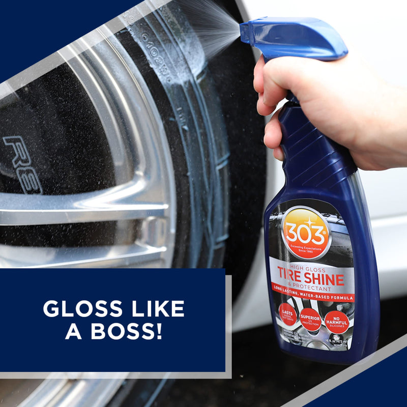 303 Products High Gloss Tire Shine And Protectant - Long Lasting, Water Based Formula - Lasts For Weeks - No Harmful Silicones - Lasts Weeks Not Days, 16 fl. oz. (30395CSR) Packaging May Vary 16 fl oz