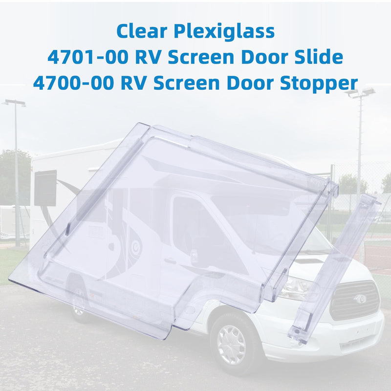 4701-00 RV Screen Door Slide Camper Screen Door Slider Panel Compatible for Slide Trailer, RV, Camping Trailer Clear Plexiglass RV Screen Door Slide