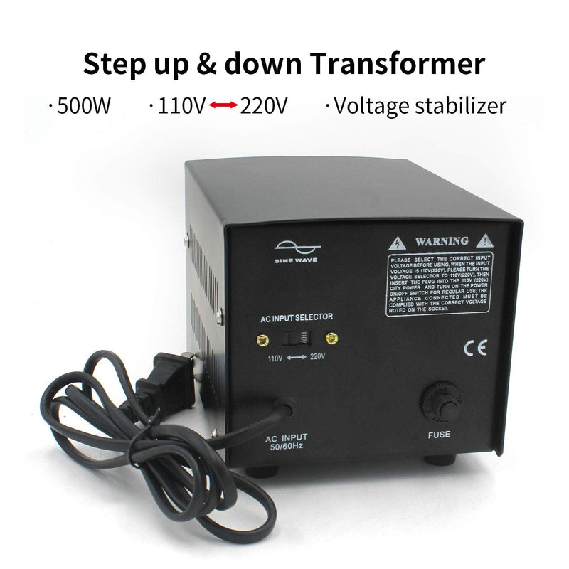 500VA Voltage Converter USA Toroidal Transformer 220V to 110V Step Up & Step Down Voltage Converter 500W