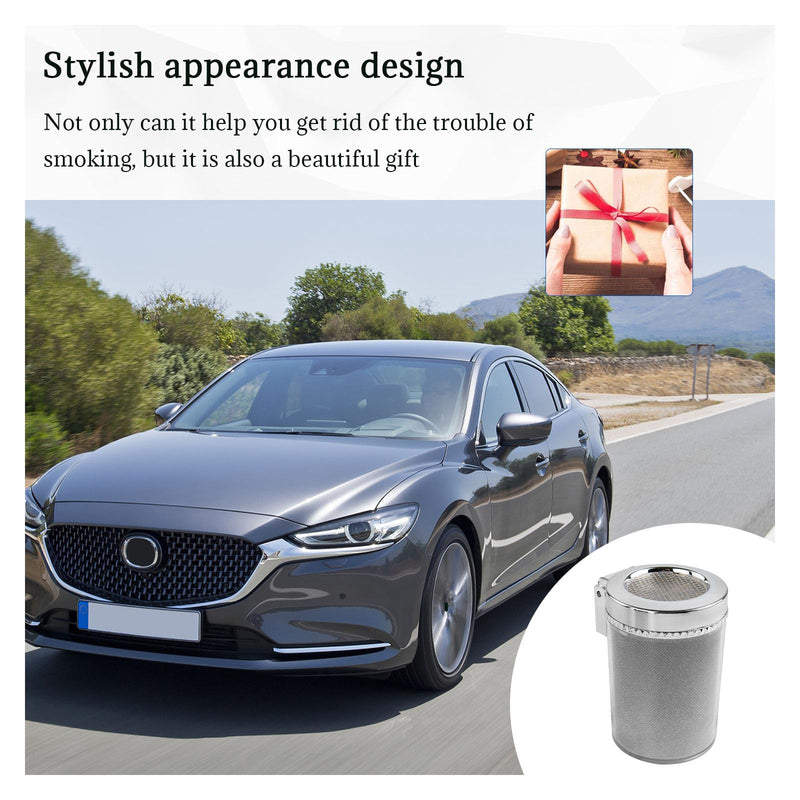 Car Ashtray with Blue LED Light, Smell Proof Smokeless Auto Ashtray with Lid, Portable Mini Car Trash Can, Universal Vehicle Cup Holder Air Vent Ashtray for Car Home Office (Colorful) Colorful