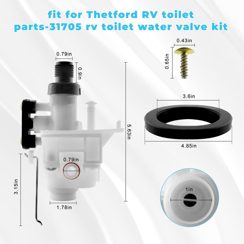 31653 31705 31688 31835 31687 RV Toilet Valve fit for Thetford RV Toilet Parts-Leak&Freeze-Resistant fit for Thetford Aqua-Magic V 31676 31675 31667 31658 31668 31650 31680 31671 31649 prime&swift