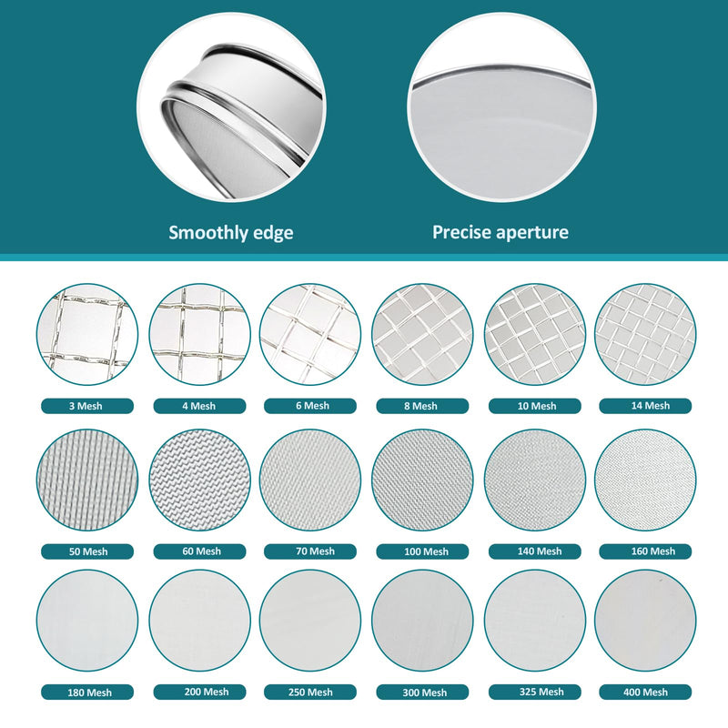 304 Stainless Steel Mesh Lab Sieve, 600 Mesh(0.025mm) Aperture Test Sieve, 7.9Inch(20cm) Diameter Economy Standard Analysis Sample Test Sieves for Industrial Laboratory Homes 600Mesh(0.025mm)/Ф7.9in